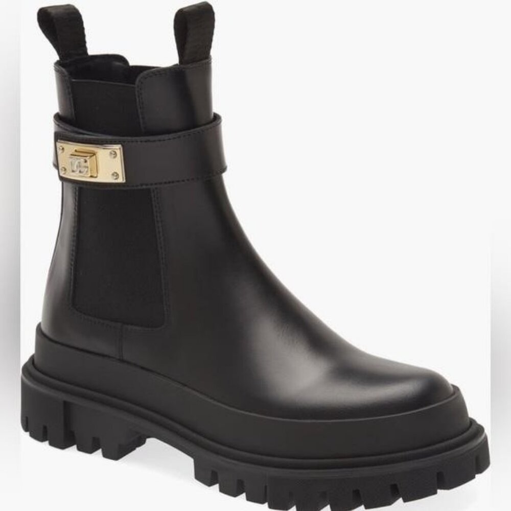 New Authentic Dolce&Gabbana Lug Sole Chelsea Boot Women’s Shoes - Picture 5 of 9